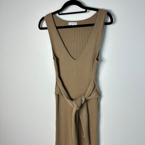 Good American Dress Belted Body Midi Ribbed Knit Stretch Taupe Tan Brown 3 L - Picture 10 of 10